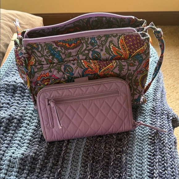 Vera Bradley Handbags - Vera Bradley Floral Crossbody Bag with Lavender Wallet